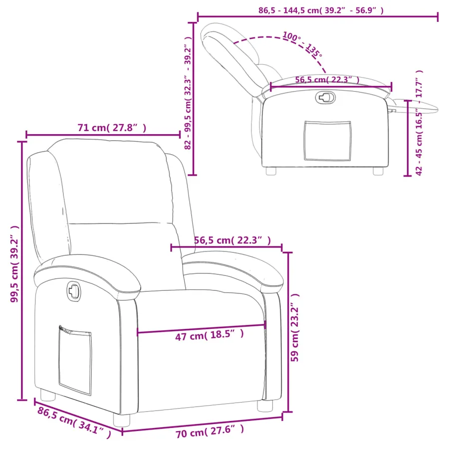 Fauteuil inclinable noir tissu - 11