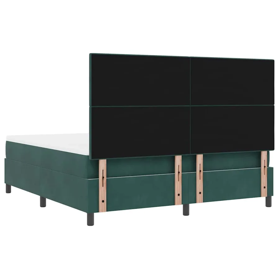 Lit à ressorts avec tête de lit Vert foncé 180 x 200 cm Velours - 9