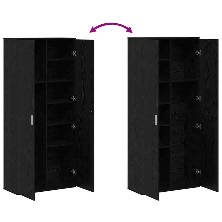 Buffet Chêne noir 80 x 35 x 180 cm Bois d'ingénierie - 11