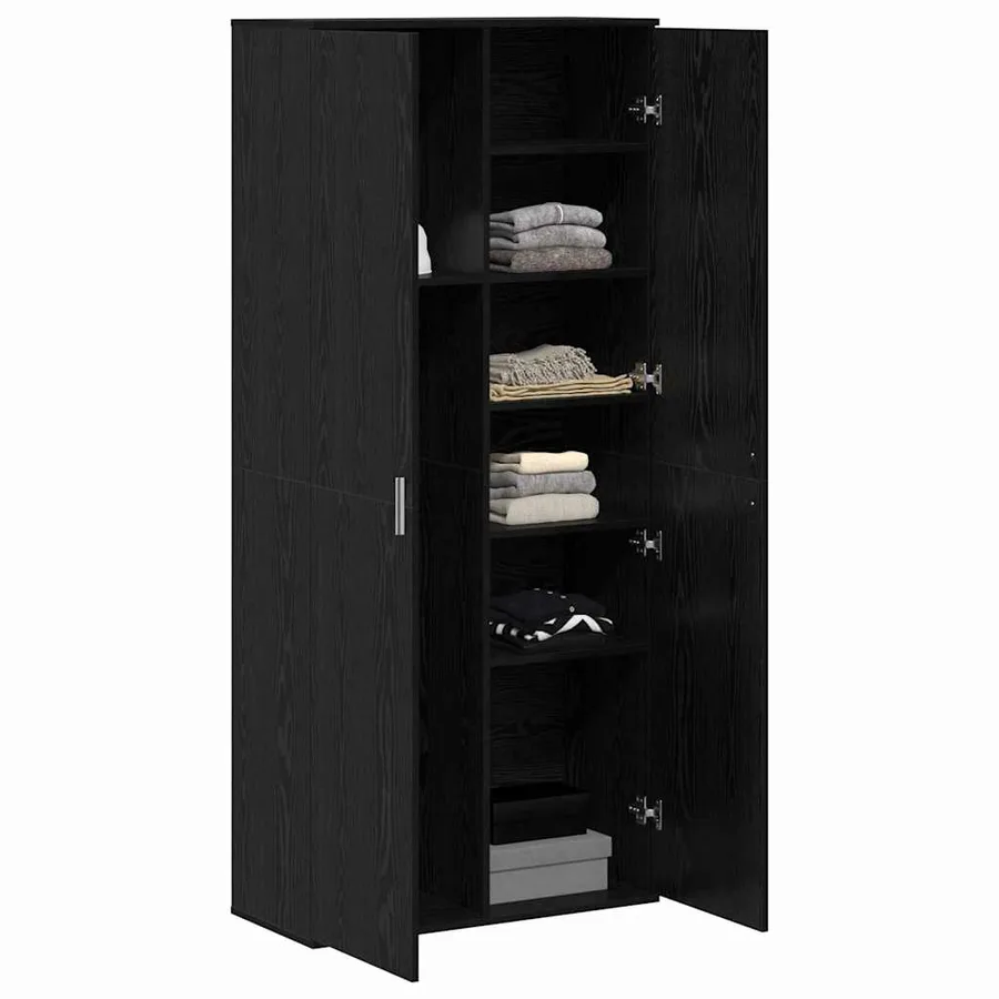 Buffet Chêne noir 80 x 35 x 180 cm Bois d'ingénierie - 3