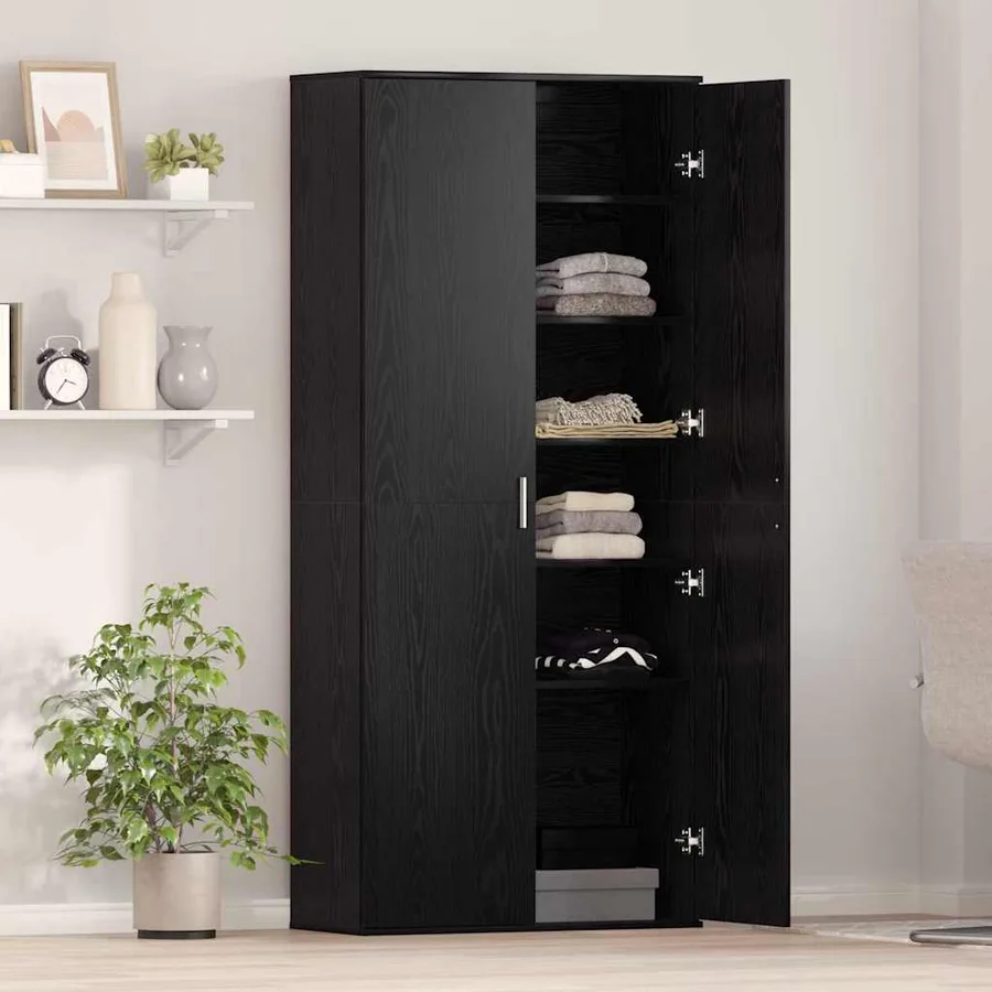 Buffet Chêne noir 80 x 35 x 180 cm Bois d'ingénierie - 4
