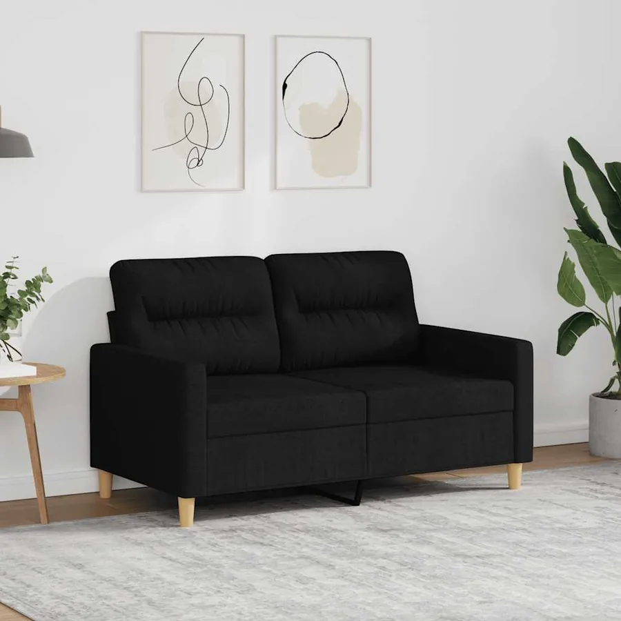 Canapé à 2 places Noir 120 cm Tissu