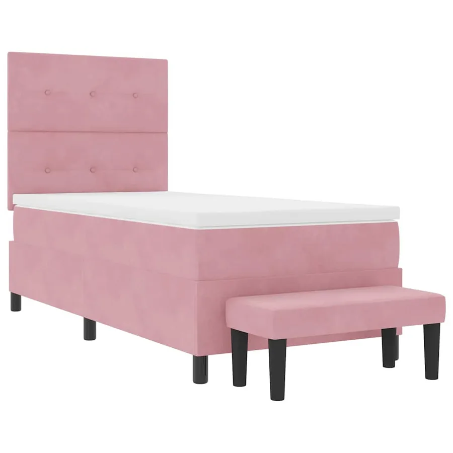 Lit à ressorts avec tête de lit Rose 200 x 100 cm Velours - 7