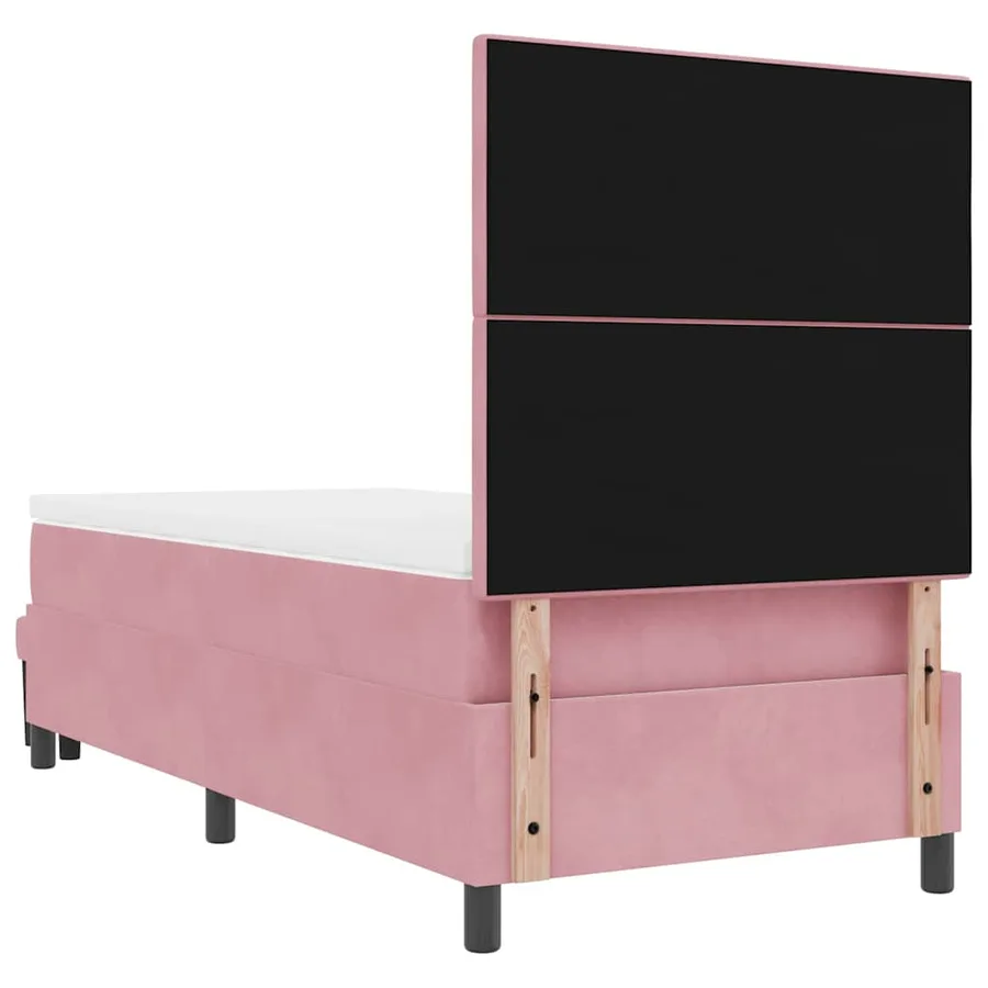 Lit à ressorts avec tête de lit Rose 200 x 100 cm Velours - 8