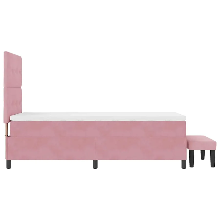 Lit à ressorts avec tête de lit Rose 200 x 100 cm Velours - 9