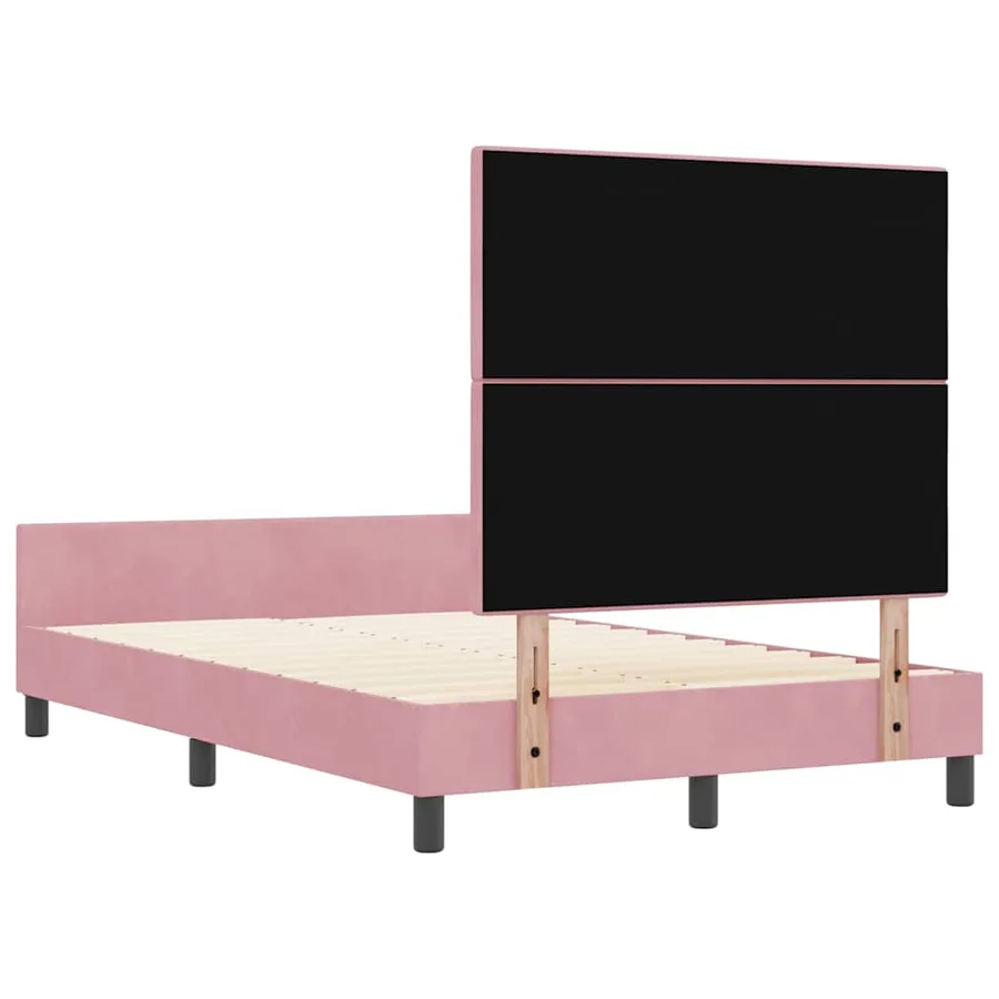 Lit à ressorts avec tête de lit Rose 120 x 200 cm Velours - 9