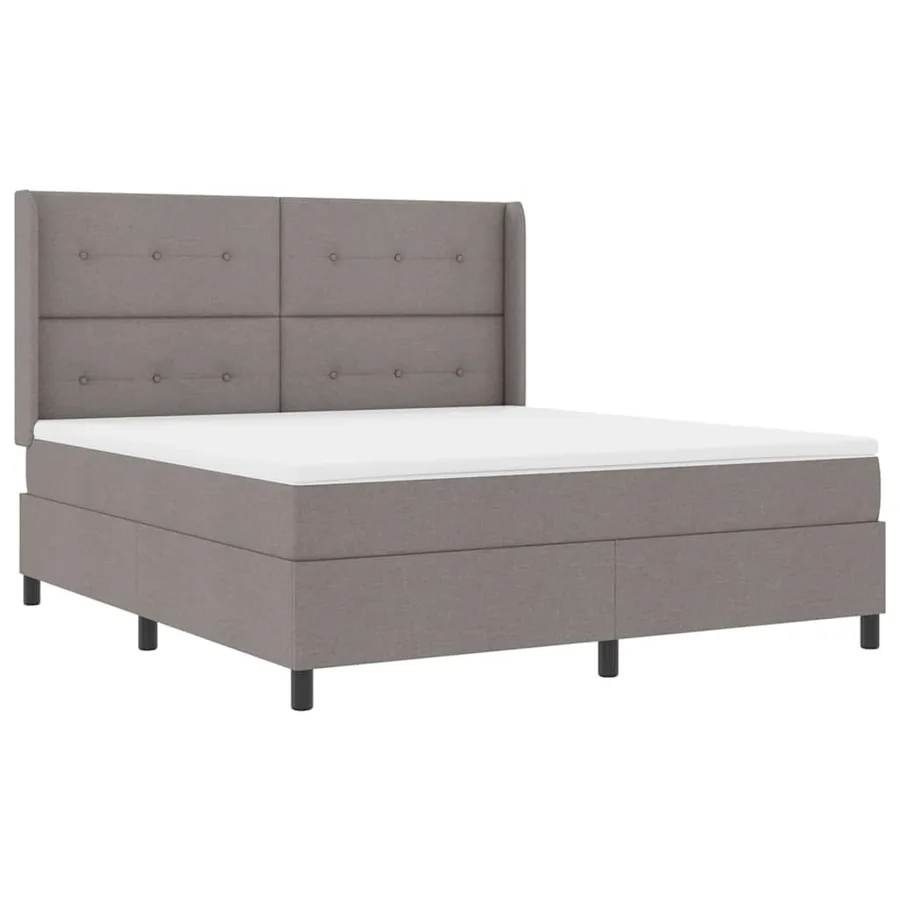 Lit à ressorts avec coussin Taupe 200 x 180 cm tissu - 4