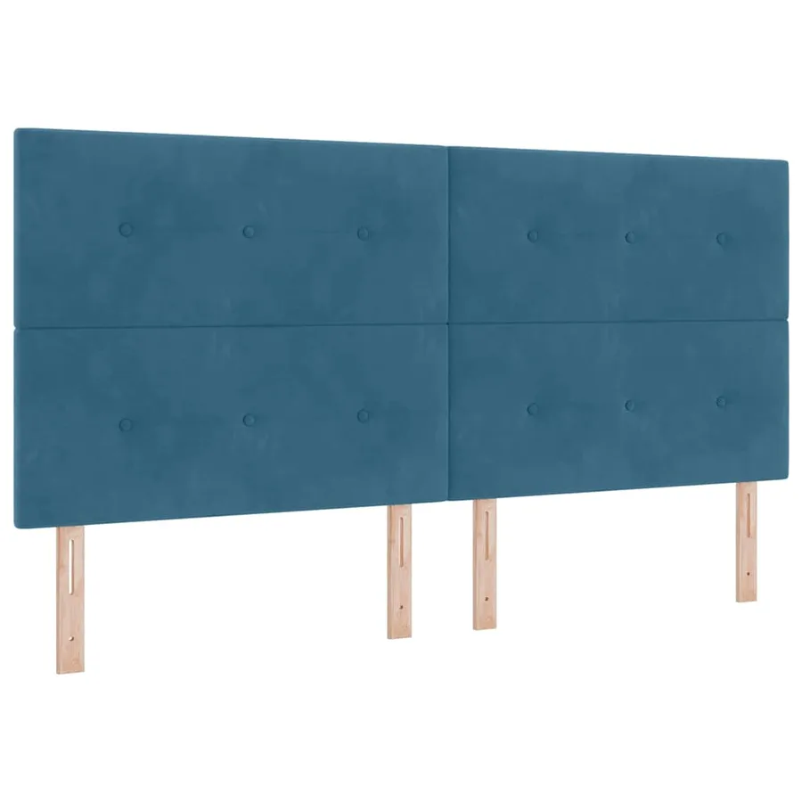 Lit à ressorts avec tête de lit Bleu foncé 200 x 200 cm Velours - 4