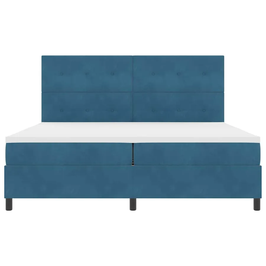 Lit à ressorts avec tête de lit Bleu foncé 200 x 200 cm Velours - 7