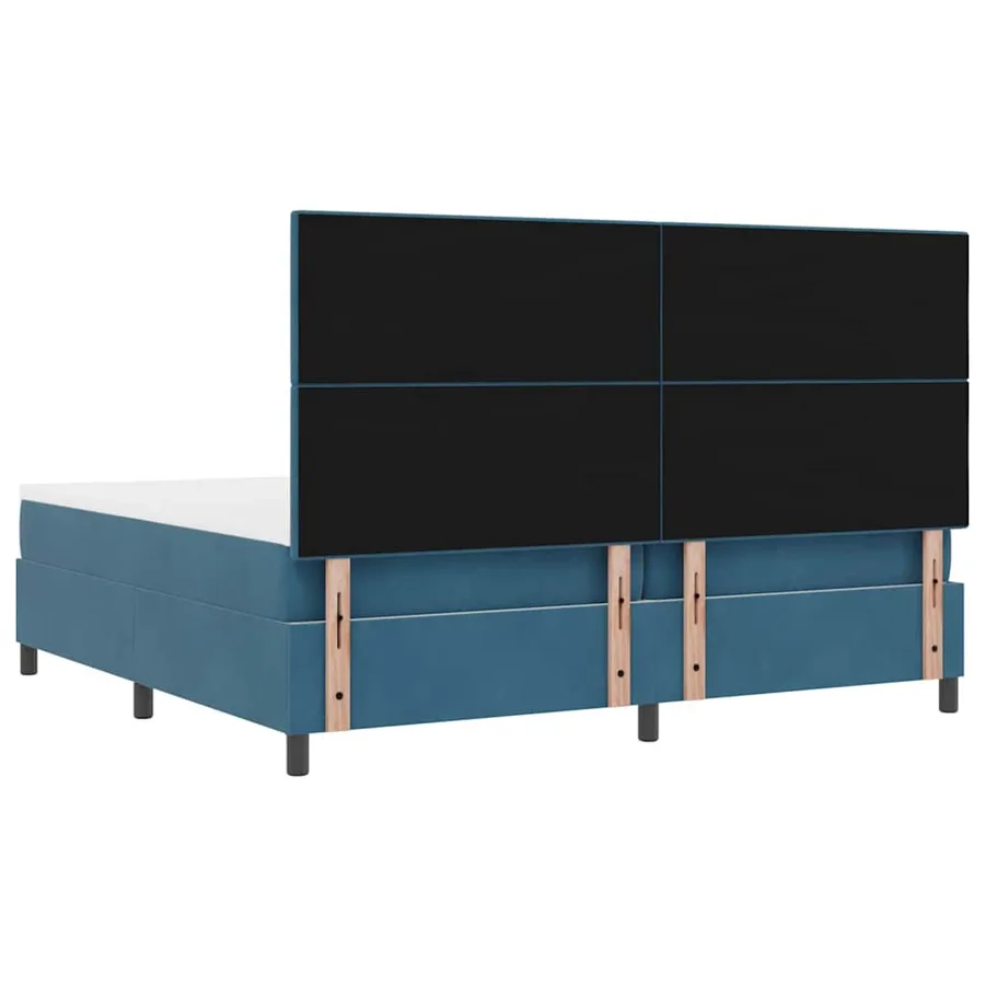 Lit à ressorts avec tête de lit Bleu foncé 200 x 200 cm Velours - 9