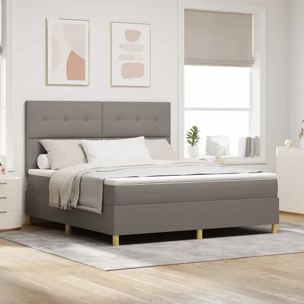 Lit à ressort LED avec tête de lit Taupe 180 x 200 cm tissu