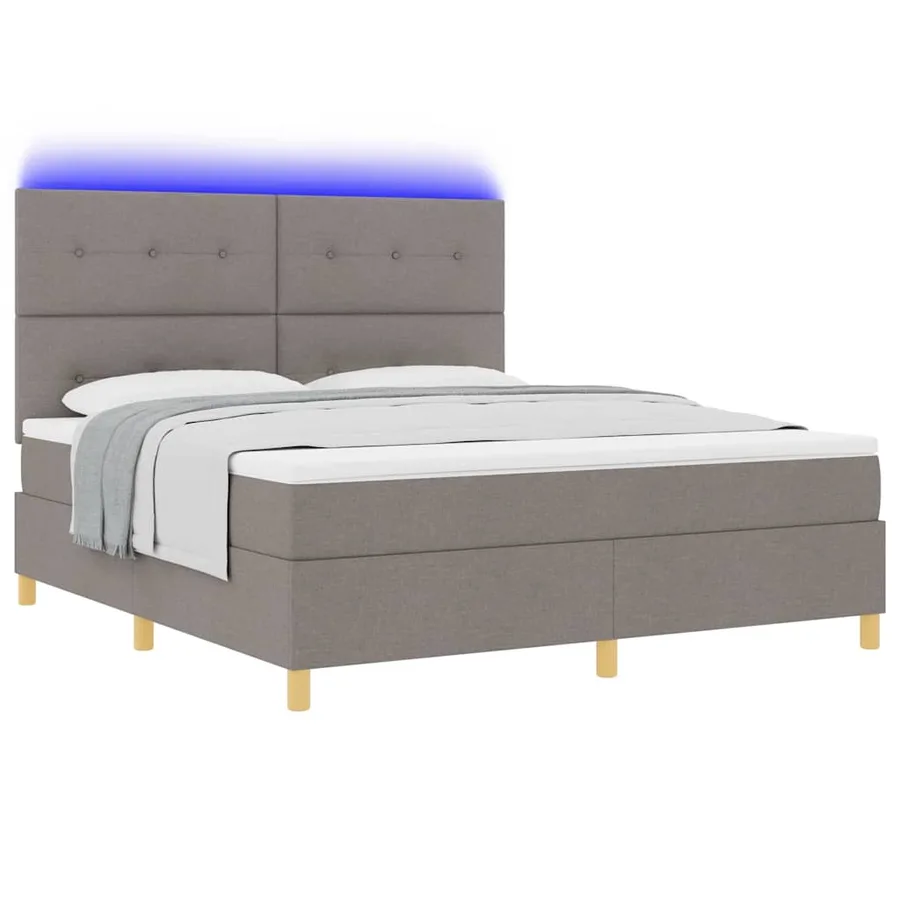 Lit à ressort LED avec tête de lit Taupe 180 x 200 cm tissu - 3