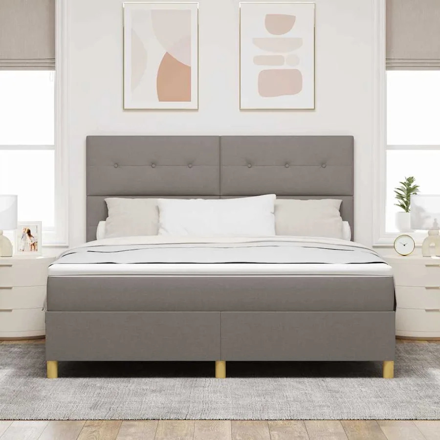 Lit à ressort LED avec tête de lit Taupe 180 x 200 cm tissu - 4