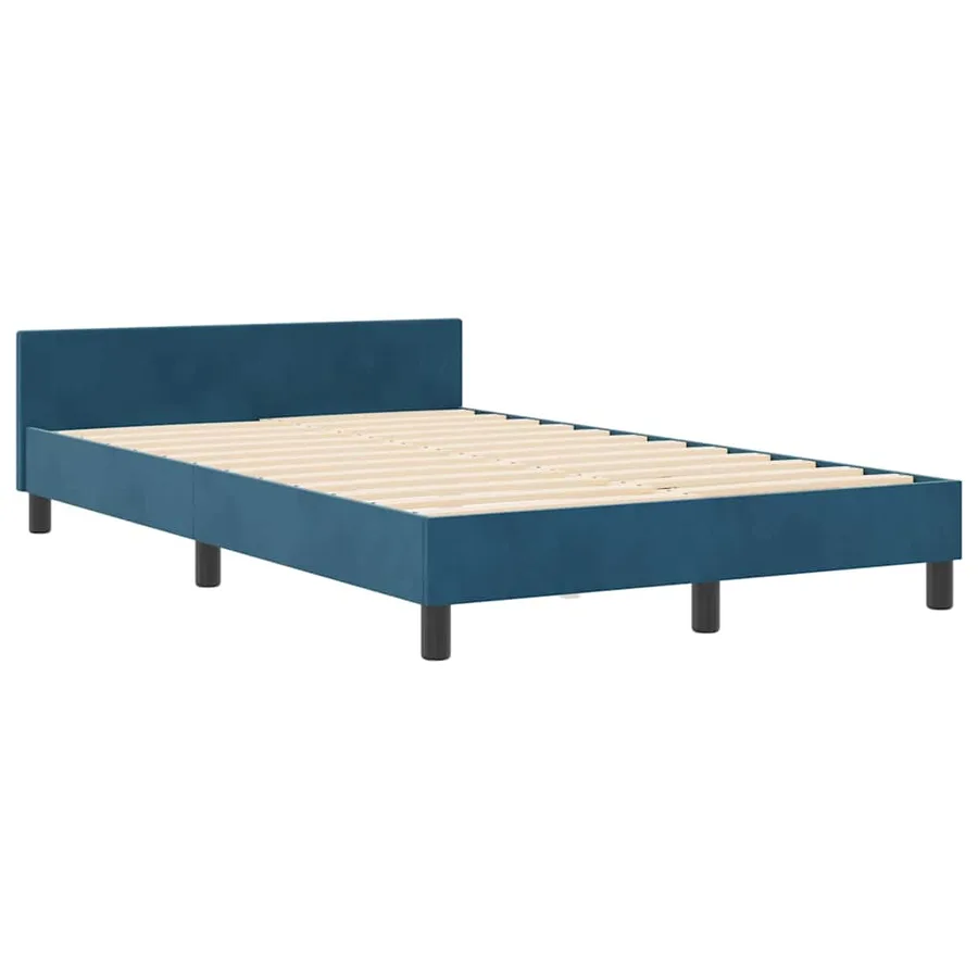 Lit à ressorts avec tête de lit Bleu foncé 120 x 190 cm Velours - 4