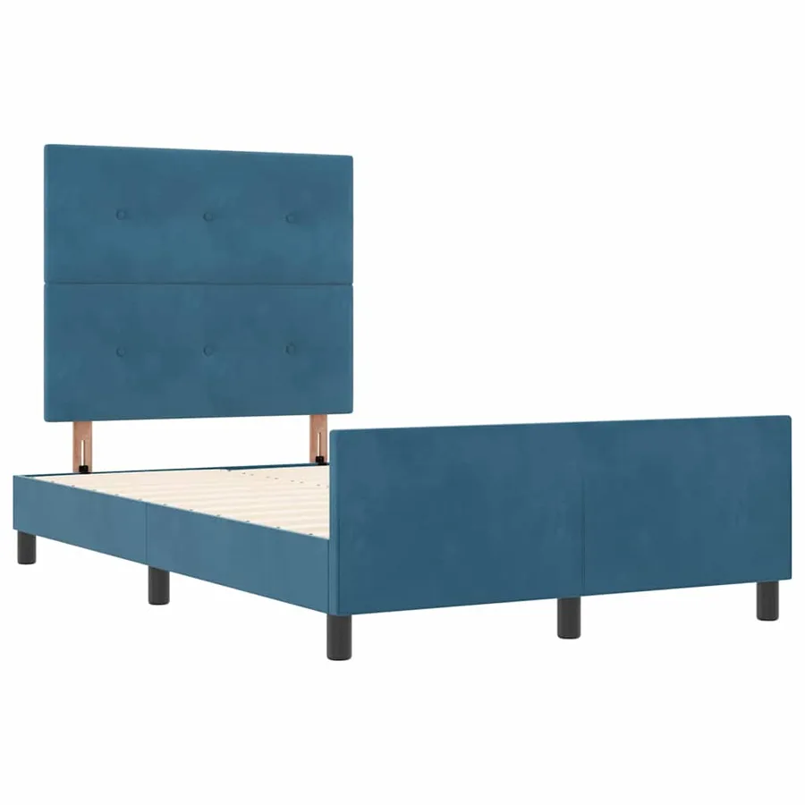Lit à ressorts avec tête de lit Bleu foncé 120 x 190 cm Velours - 5