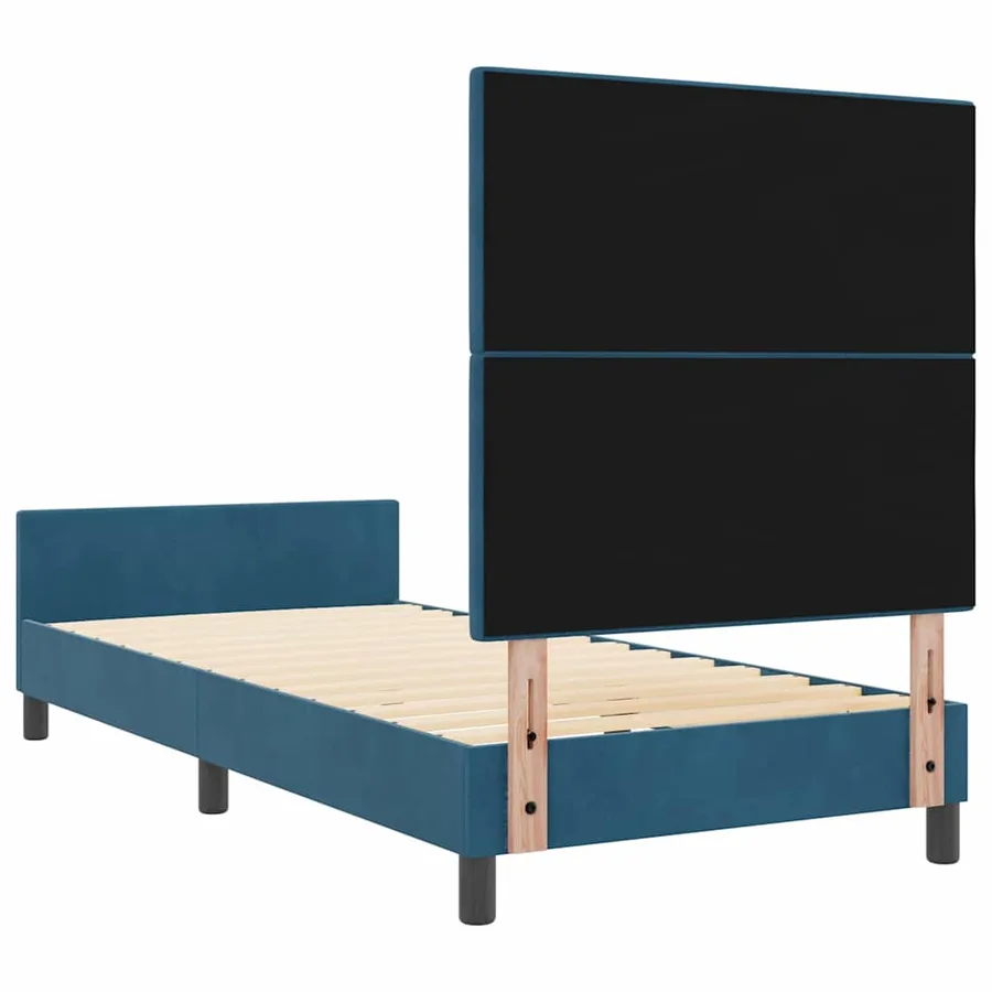 Lit à ressorts avec tête de lit Bleu foncé 100 x 200 cm Velours - 9