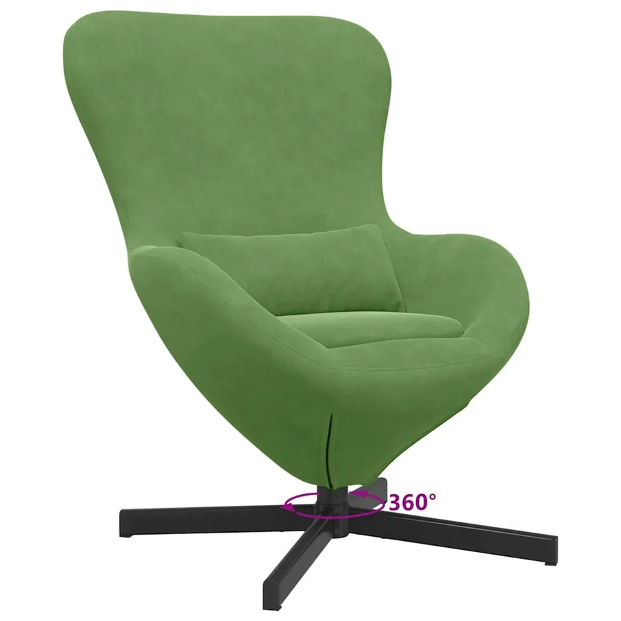 Fauteuil œuf Vert clair 63 x 73 x 90 cm Velours - 9