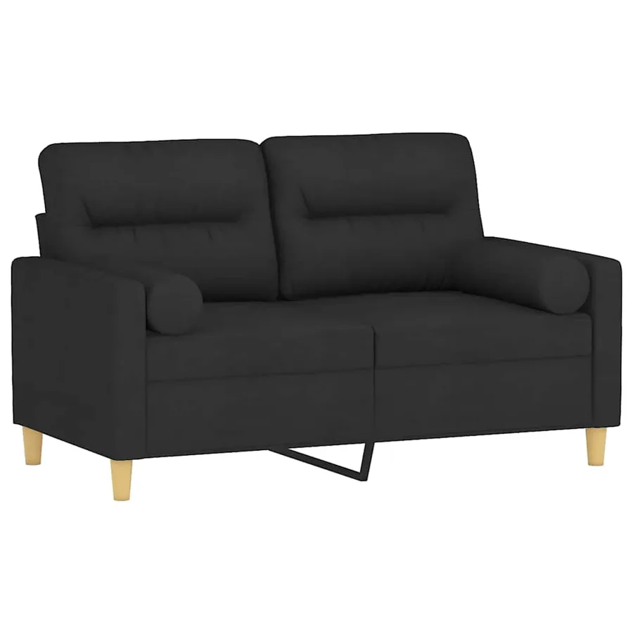 Canapé 2 places avec oreillers décoratifs noir 120 cm tissu - 3
