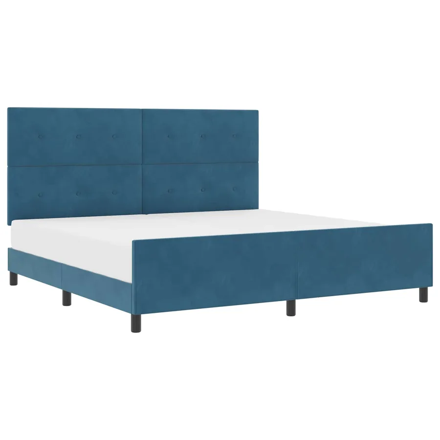 Lit à ressorts avec tête de lit Bleu foncé 200 x 200 cm Velours - 2