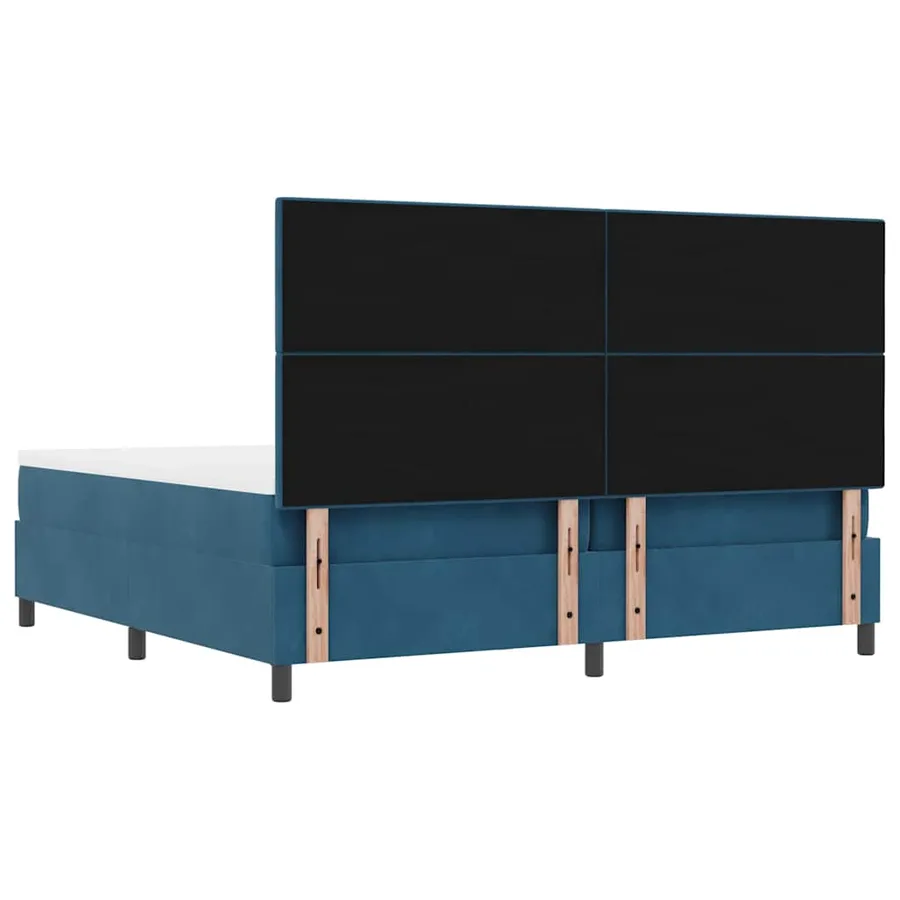 Lit à ressorts avec tête de lit Bleu foncé 200 x 200 cm Velours - 10