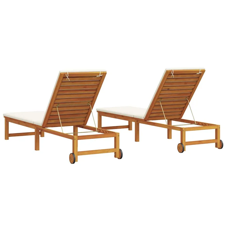 Transat 2 pcs Marron 202 x 53 x 89 cm Bois d'Acacia Massif - 5