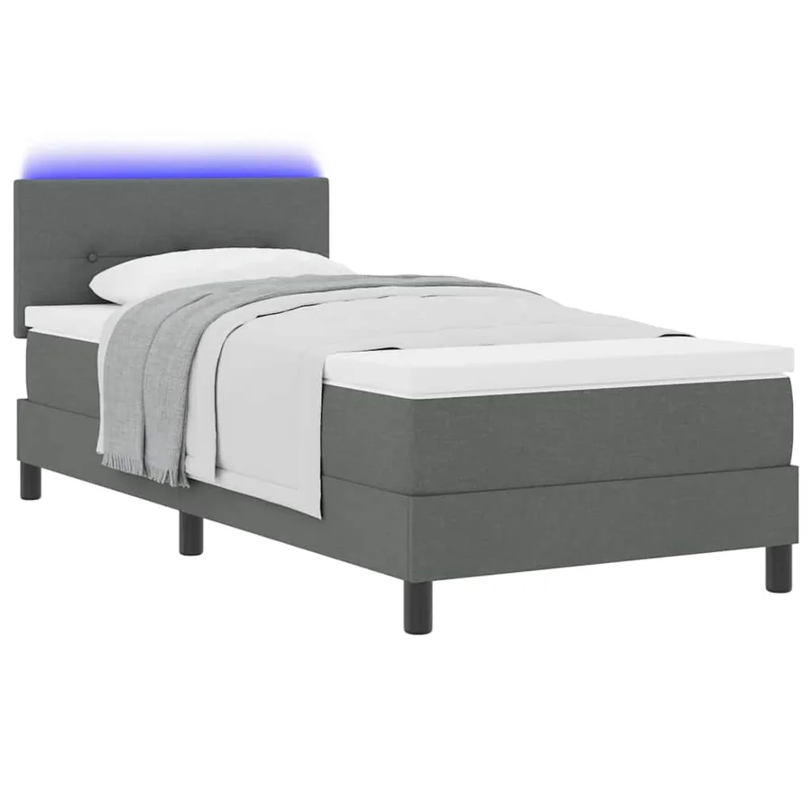 Lit à ressorts avec bandes LED Gris foncé 90 x 190 cm tissu - 3