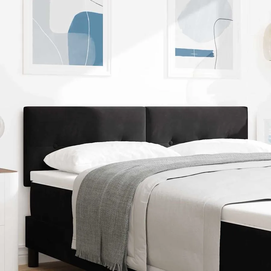 Tête de lit LED avec bandes LED Noir 144 cm Velours