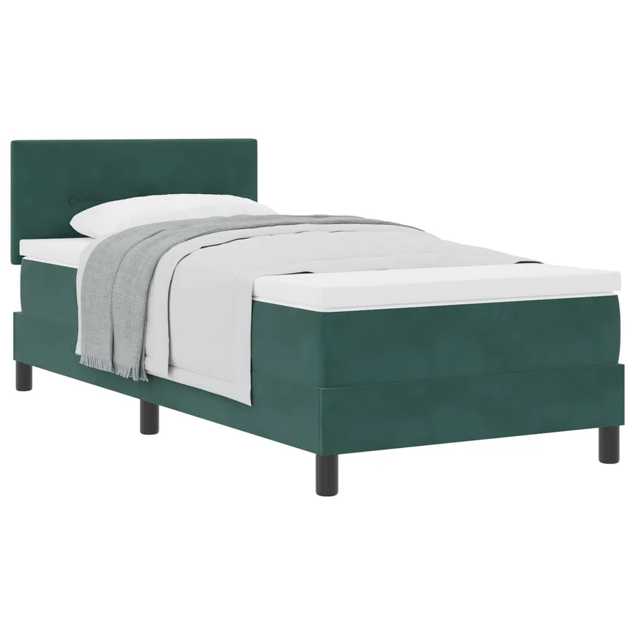 Lit à ressorts avec tête de lit Vert foncé 90 x 200 cm Velours - 2