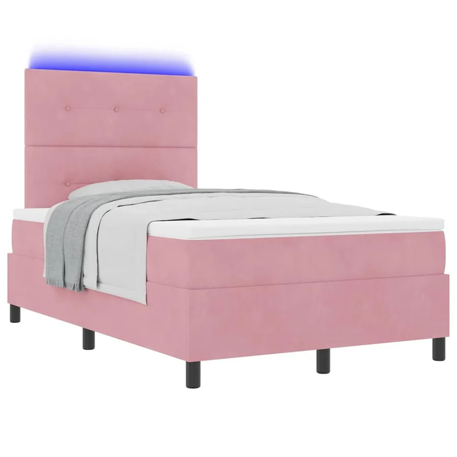 Lit à ressort LED avec tête de lit Rose 120 x 190 cm Velours - 3