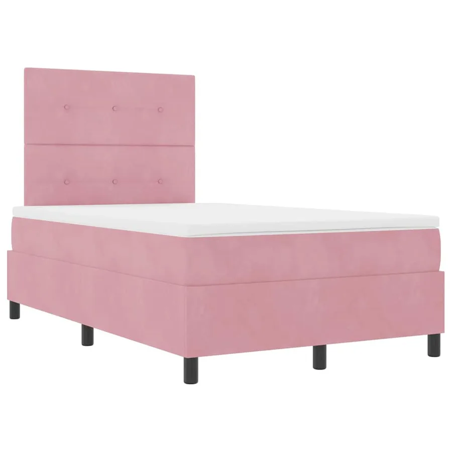 Lit à ressort LED avec tête de lit Rose 120 x 190 cm Velours - 6