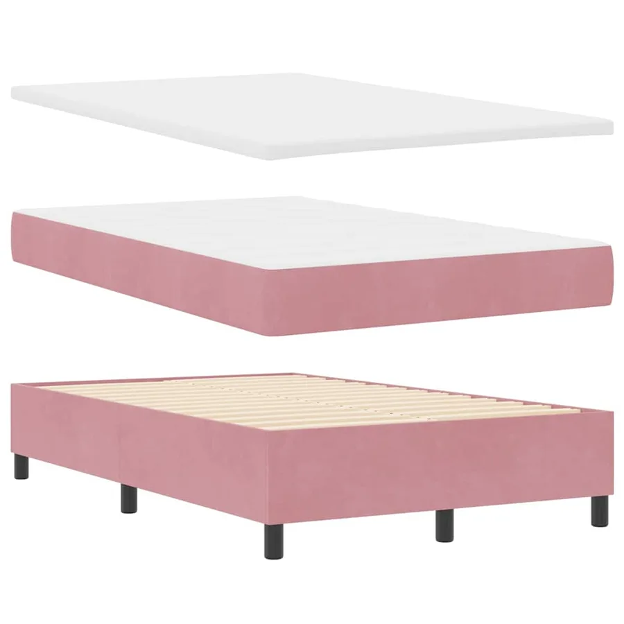Lit à ressort LED avec tête de lit Rose 120 x 190 cm Velours - 7
