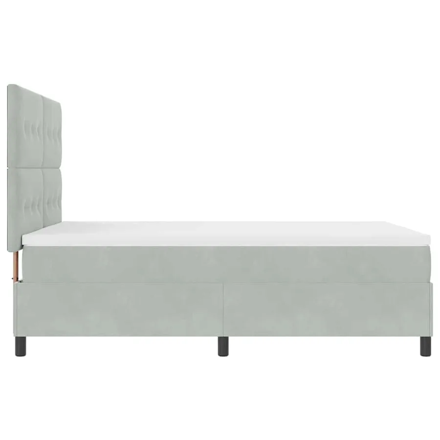 Lit à ressorts avec tête de lit Gris clair 140 x 190 cm Velours - 6