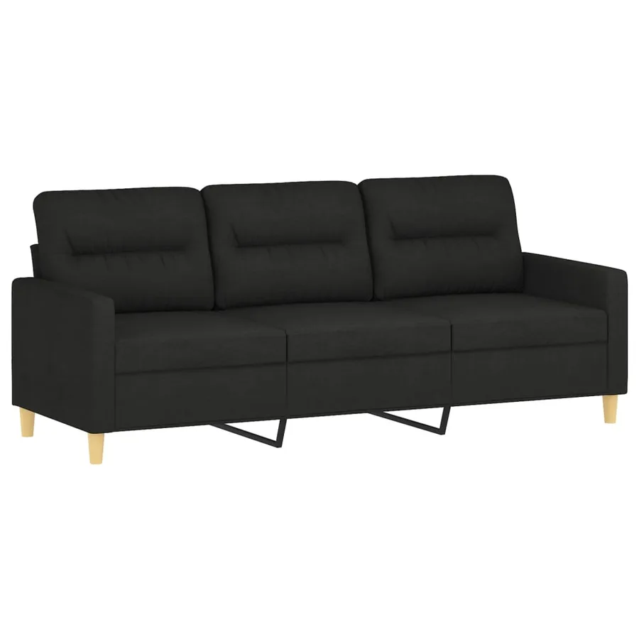 Ensemble de canapés 3 pcs avec coussins Noir Tissu - 4