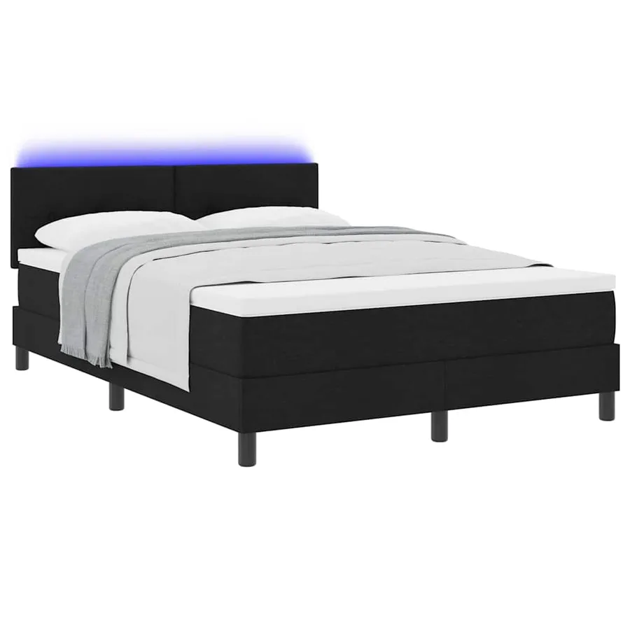 Lit à ressorts avec bandes LED Noir 140 x 200 cm tissu - 3