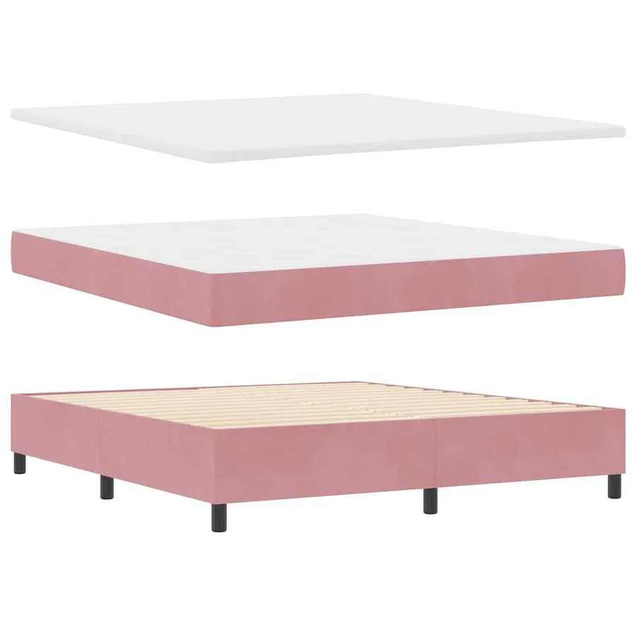 Lit à ressorts avec tête de lit Rose 200 x 180 cm Velours - 4