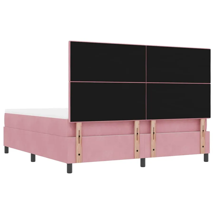Lit à ressorts avec tête de lit Rose 200 x 180 cm Velours - 8