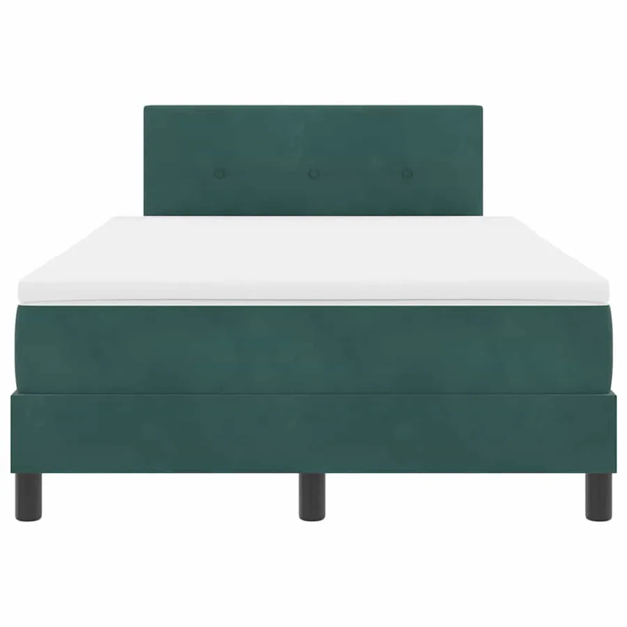 Lit à ressorts avec tête de lit Vert foncé 120 x 190 cm Velours - 7