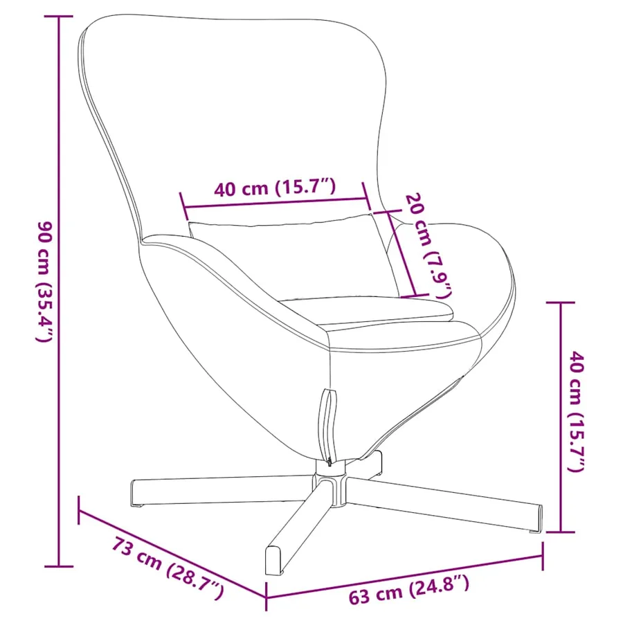 Fauteuil œuf Pourpre 63 x 73 x 90 cm Velours - 11