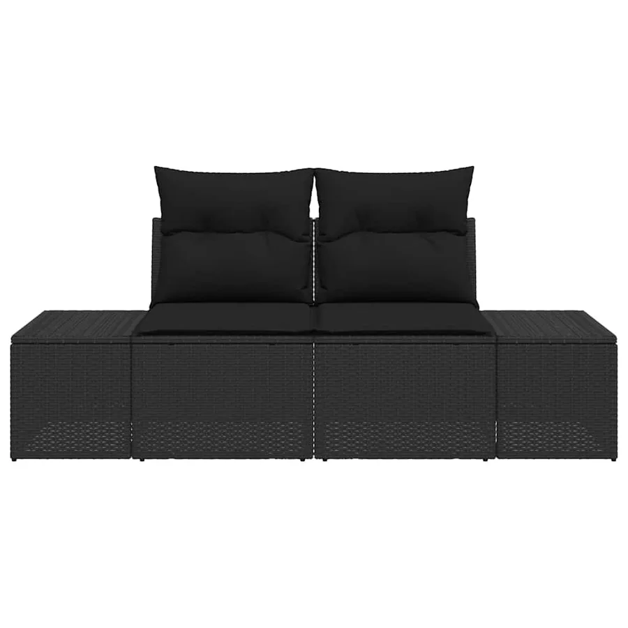 Canapé de jardin avec coussin Noir 184 x 62 x 69 cm polyrotin - 4