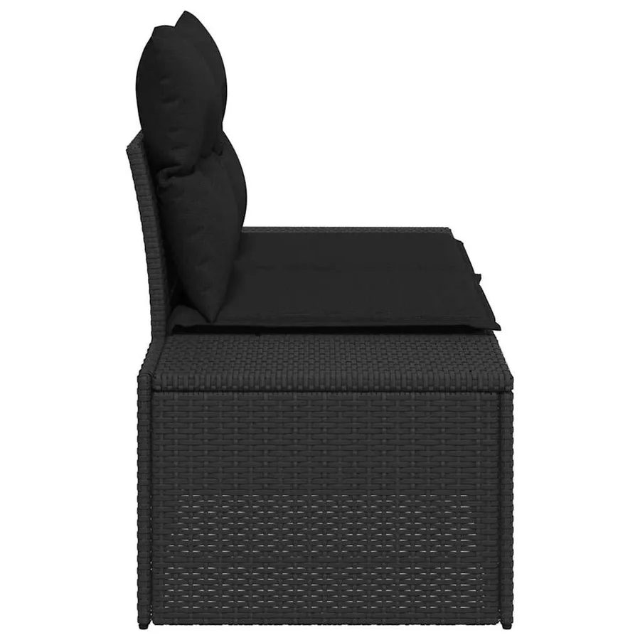 Canapé de jardin avec coussin Noir 184 x 62 x 69 cm polyrotin - 5