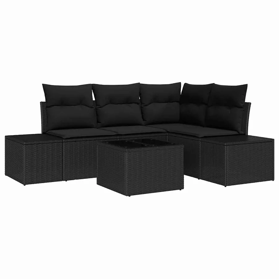 Ensemble de canapé de jardin avec stockage Noir polyrotin - 2