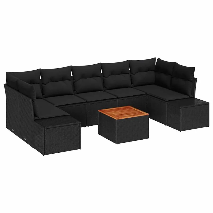 Ensemble de canapé de jardin avec stockage 8 pcs Noir polyrotin - 2