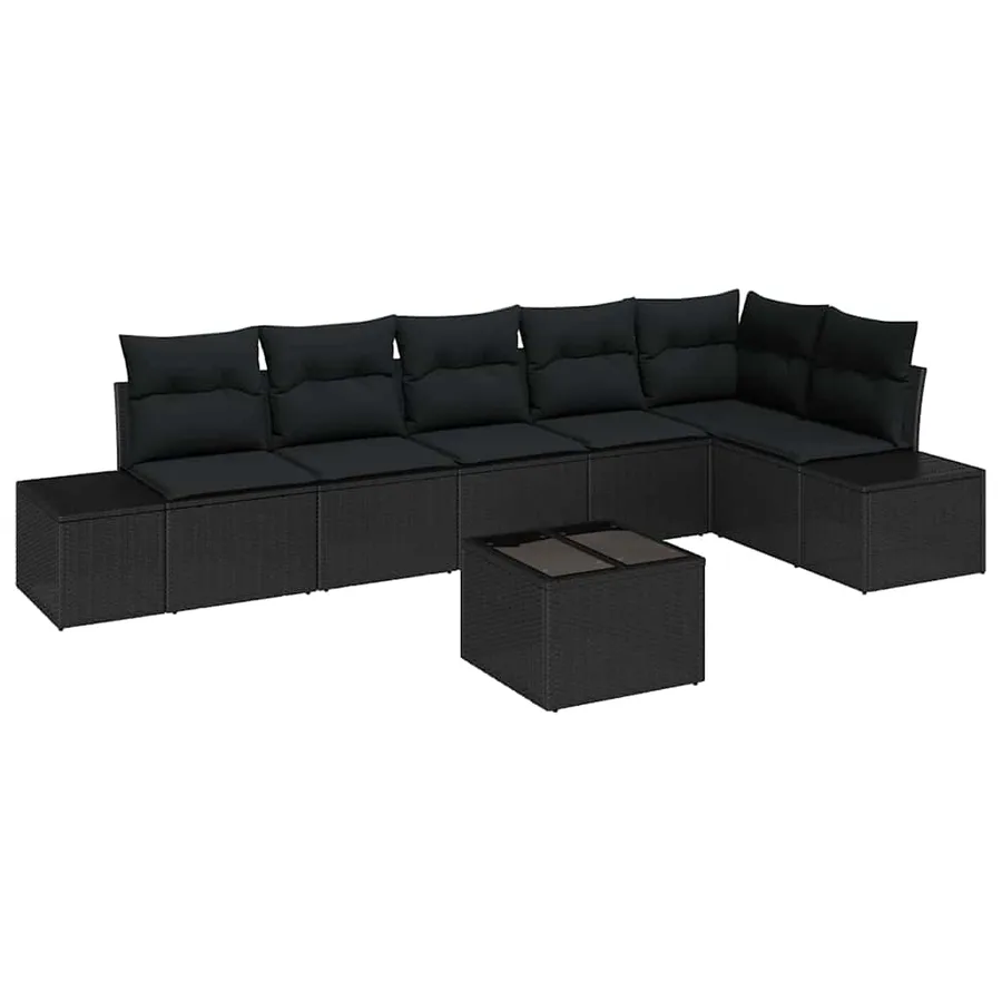 Ensemble de canapé de jardin avec stockage Noir polyrotin - 2
