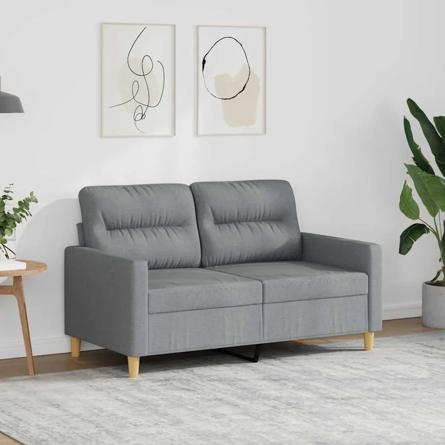 Canapé à 2 places Gris clair 120 cm Tissu
