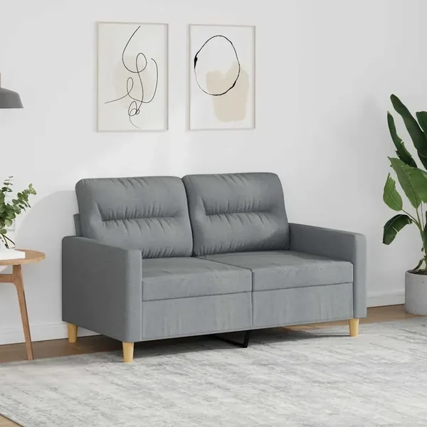 Canapé à 2 places Gris clair 120 cm Tissu