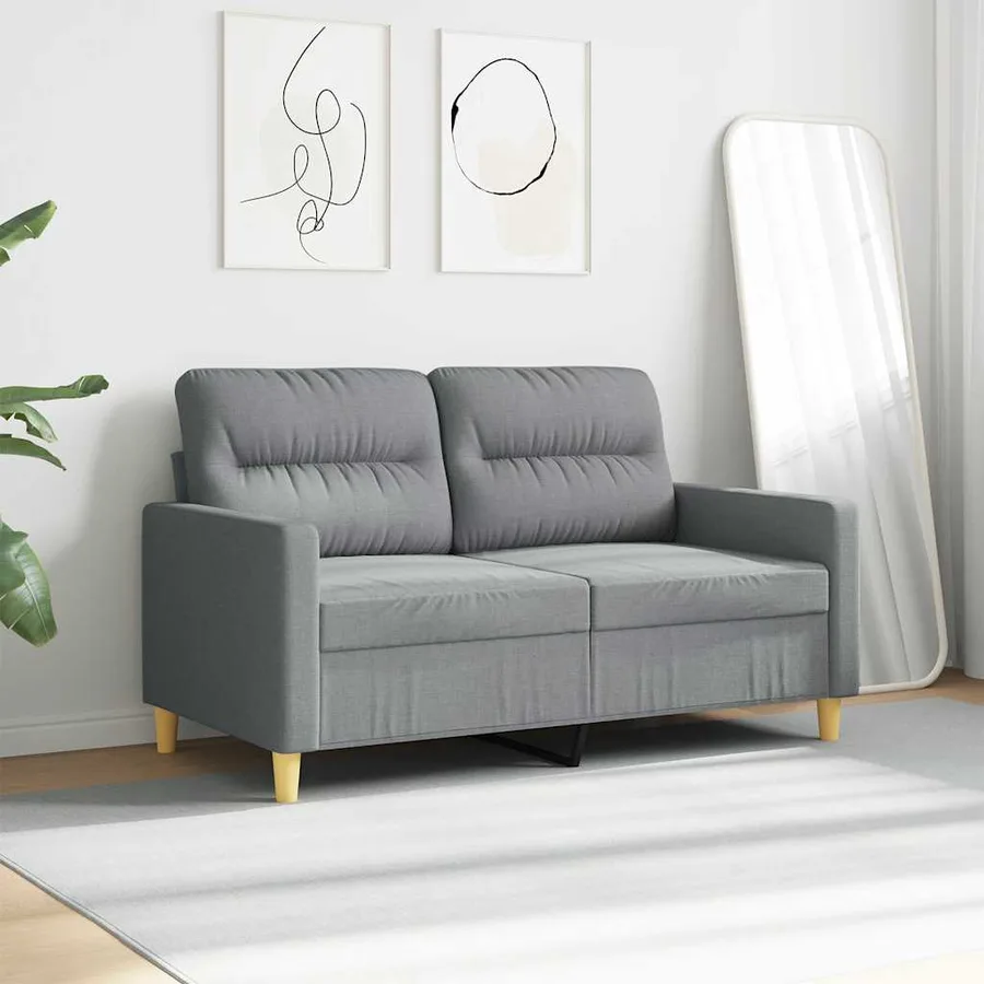 Canapé à 2 places Gris clair 120 cm Tissu - 3