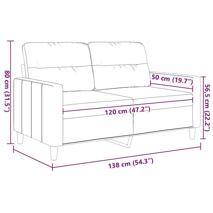 Canapé à 2 places Gris clair 120 cm Tissu - 9