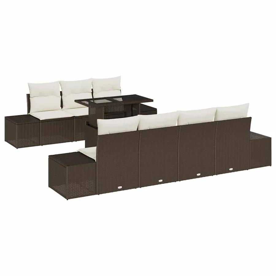 Ensemble de canapé de jardin avec coussin 8 pcs Marron et Crème - 2
