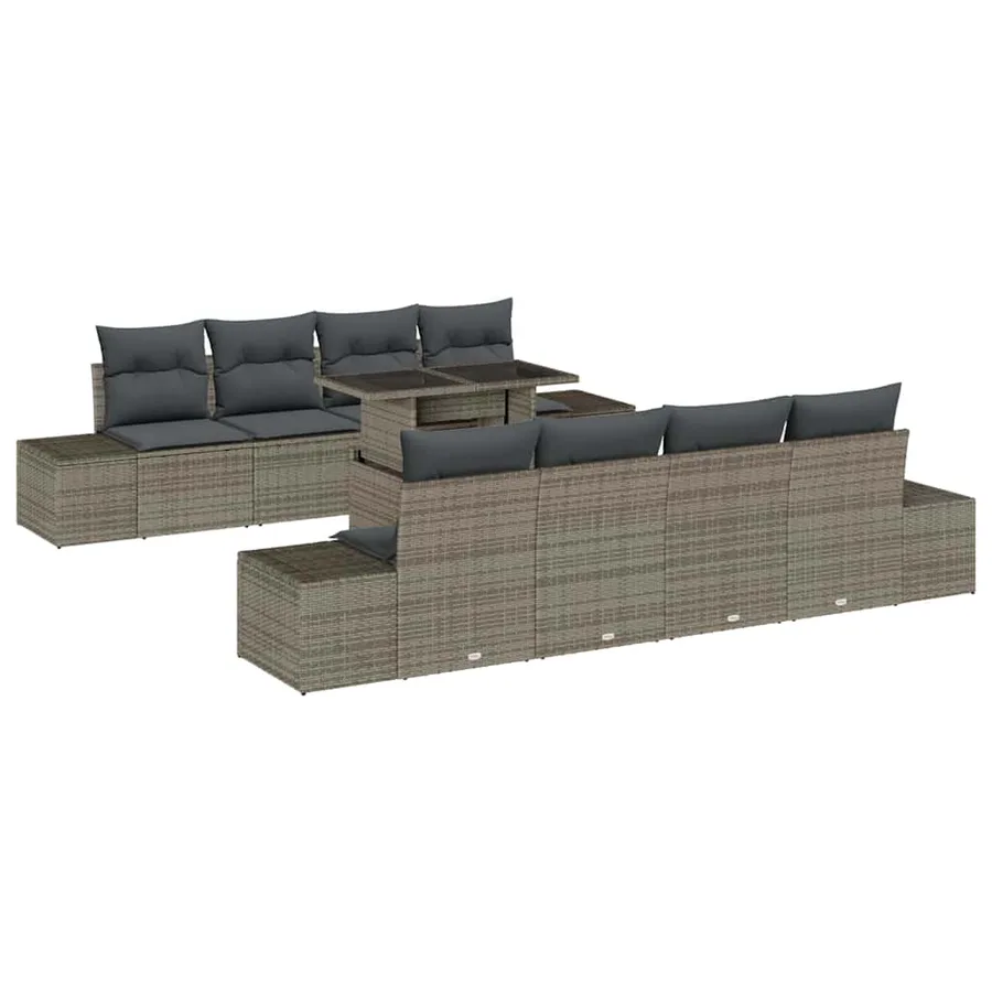Ensemble de canapé de jardin avec coussin 9 pcs Gris - 2