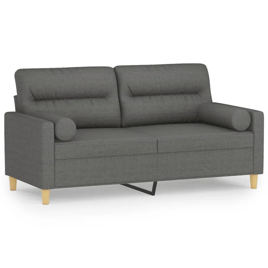 Canapé 2 places avec oreillers gris foncé 140 cm tissu - 2